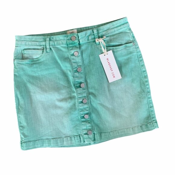 NWT Wash Lab Mint Denim Mini Skirt 31 - Picture 1 of 4